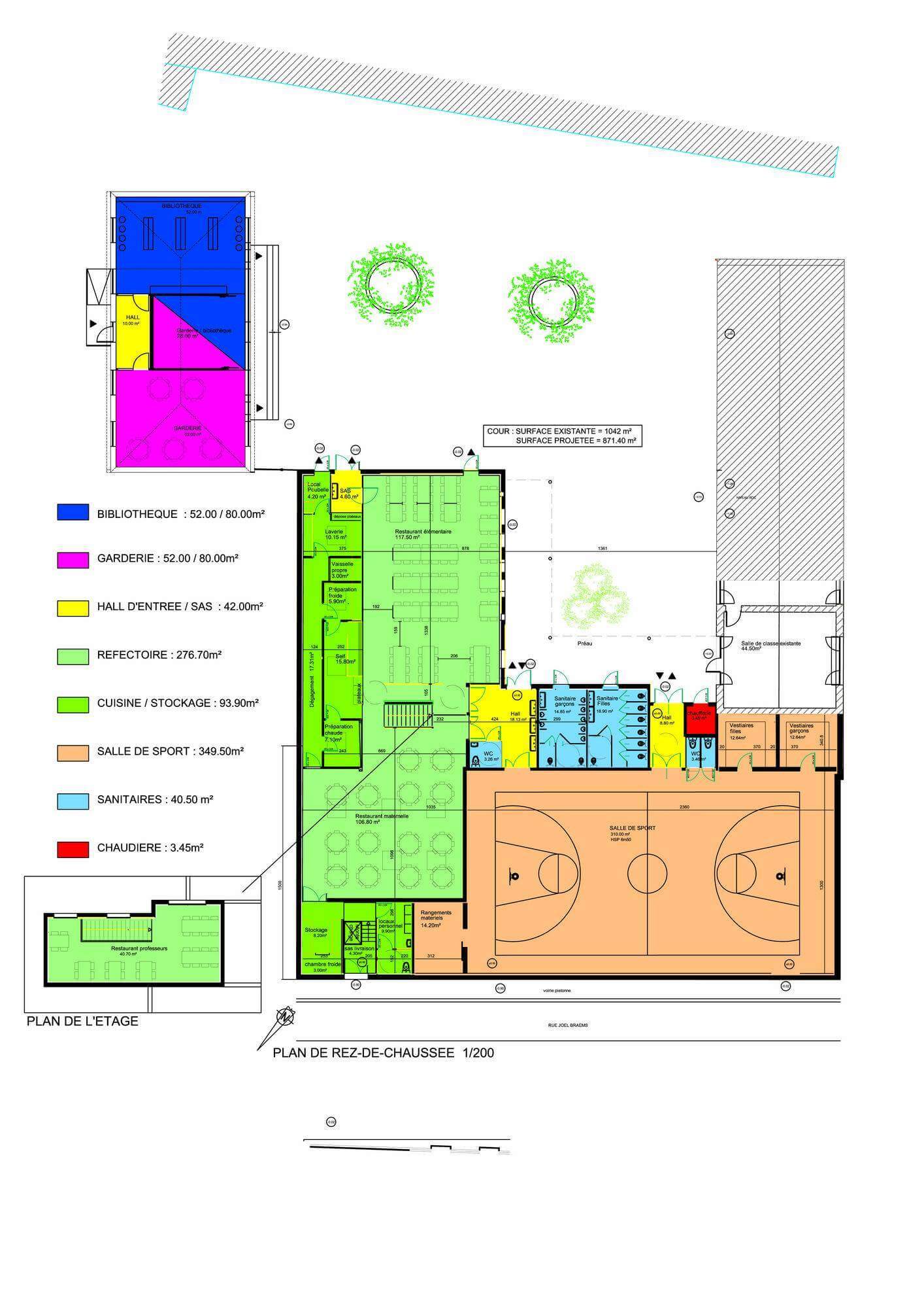 Nicolas Delannoy Architecte Construction extension école - restaurant scolaire, salle sports - Marcq en Baroeul plan RDC.3jpg